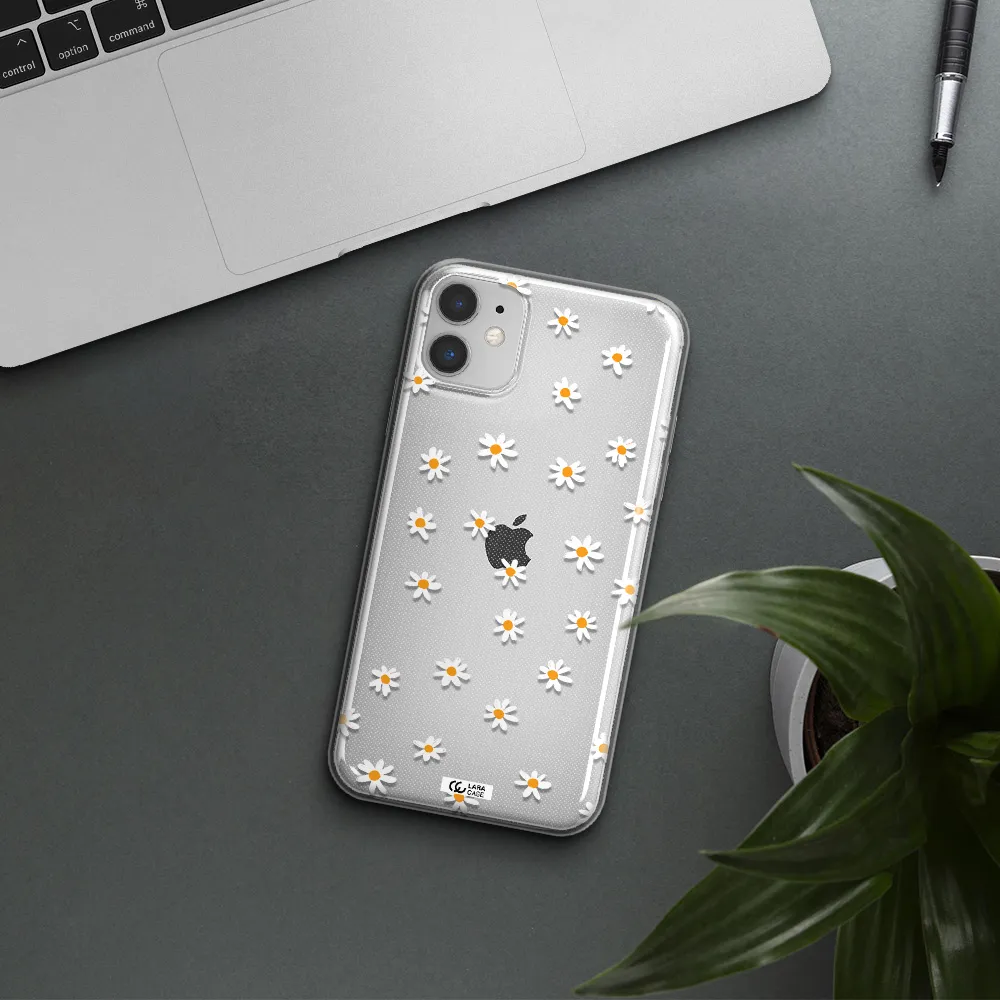 a white background with orange dots Apple iPhone 11 Clear TPU Case