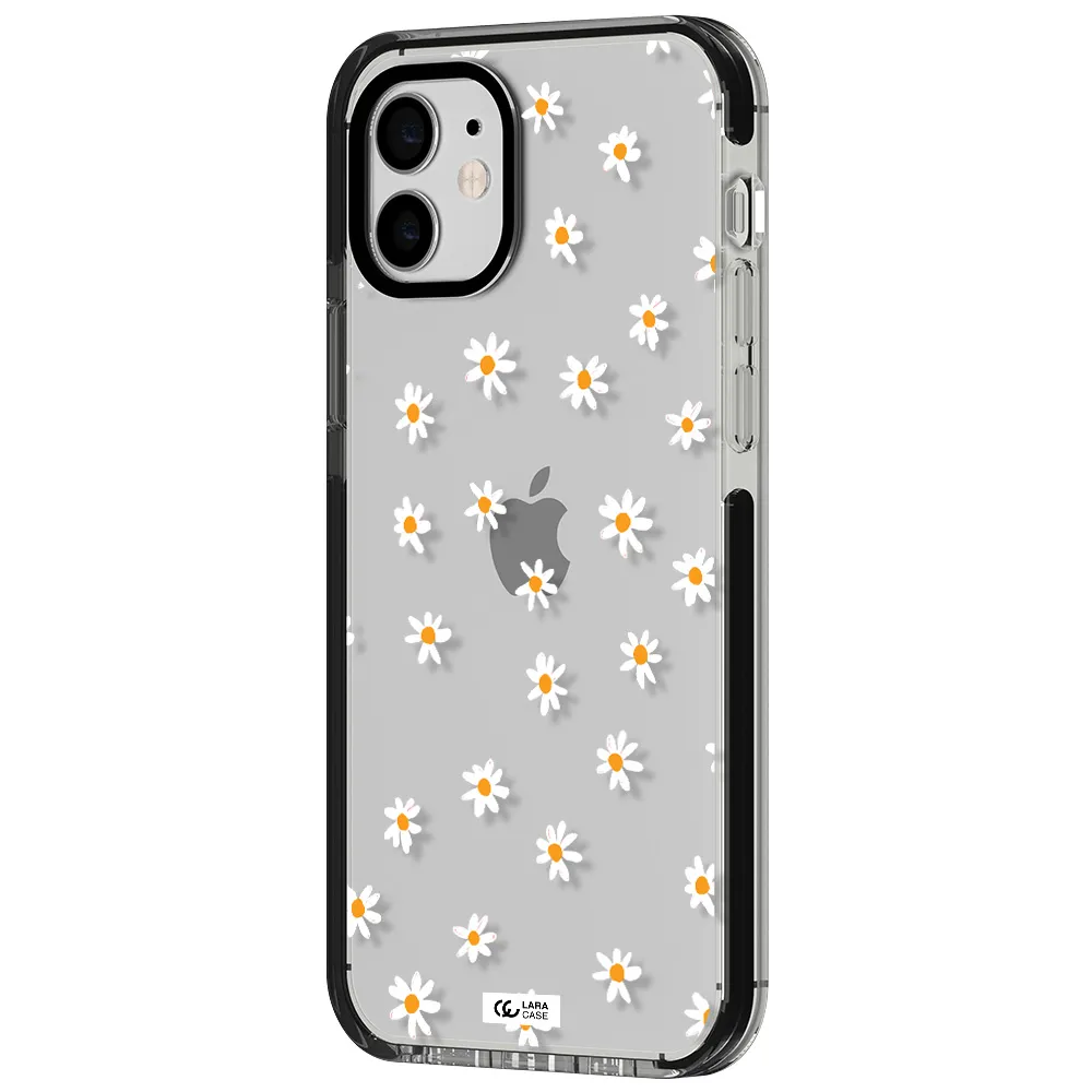 a white background with orange dots Apple iPhone 11 impact black border Case