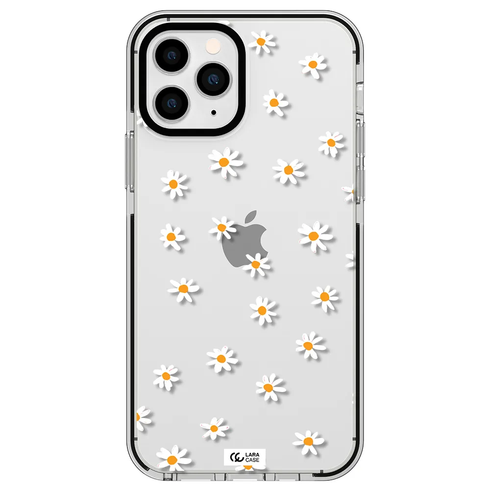 a white background with orange dots Apple iPhone 11 pro impact black border Case