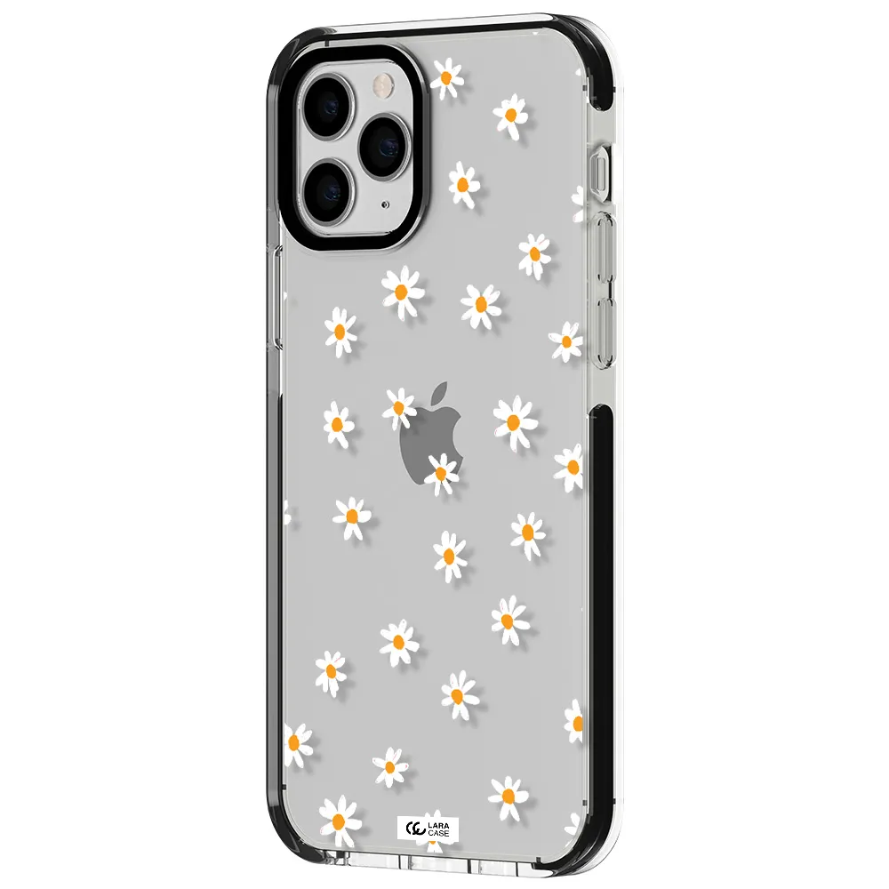 a white background with orange dots Apple iPhone 11 pro impact black border Case