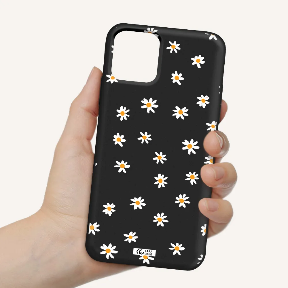 a white background with orange dots Apple iPhone 11 pro max Silicone black Case
