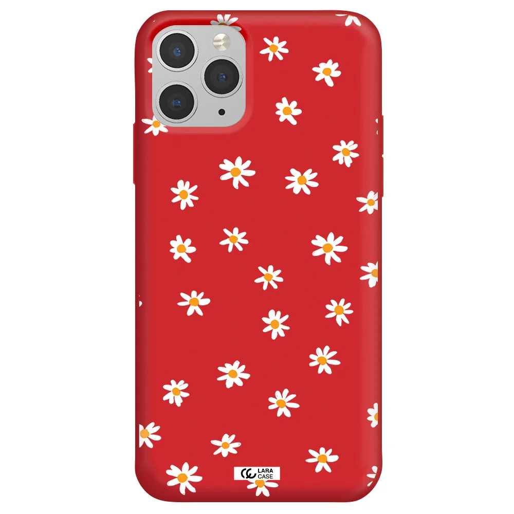 a white background with orange dots Apple iPhone 11 pro max Silicone Imperial Red Case