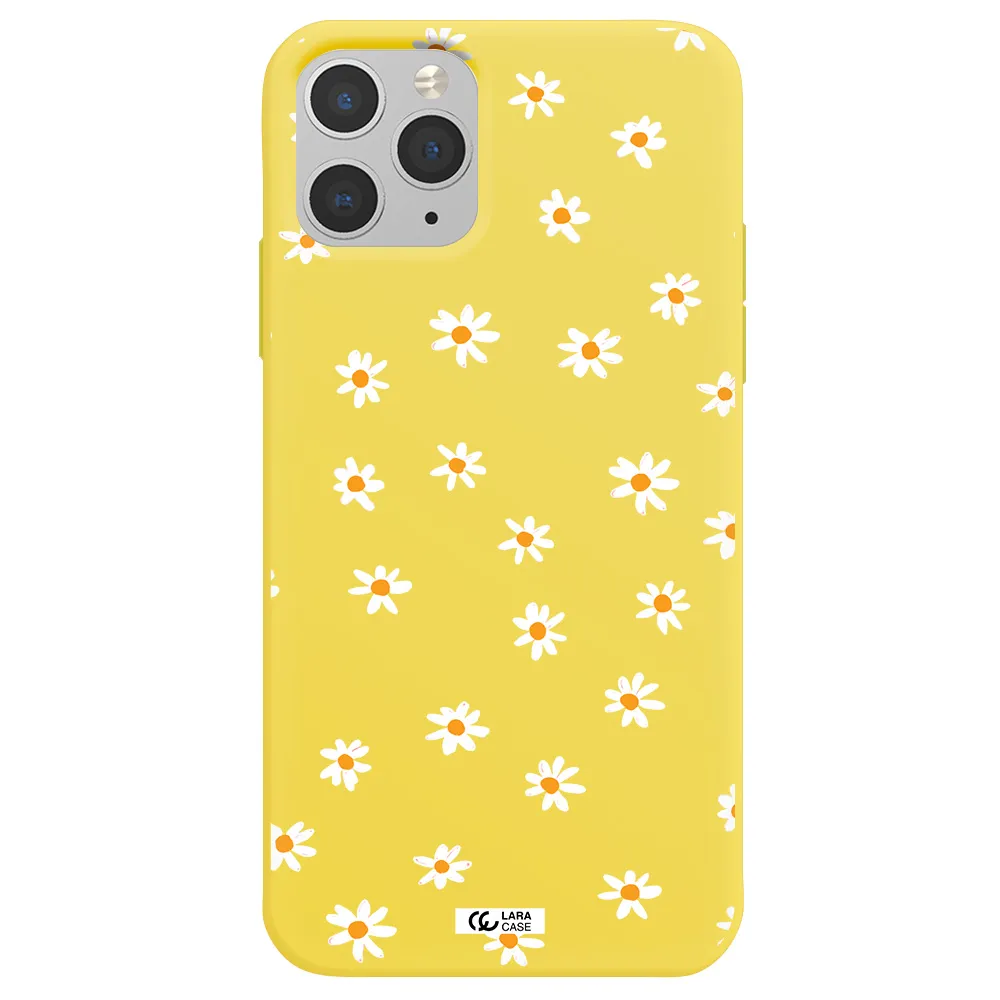 a white background with orange dots Apple iPhone 11 pro Silicone canary yellow Case