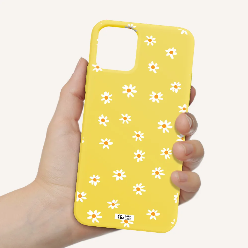a white background with orange dots Apple iPhone 11 pro Silicone canary yellow Case