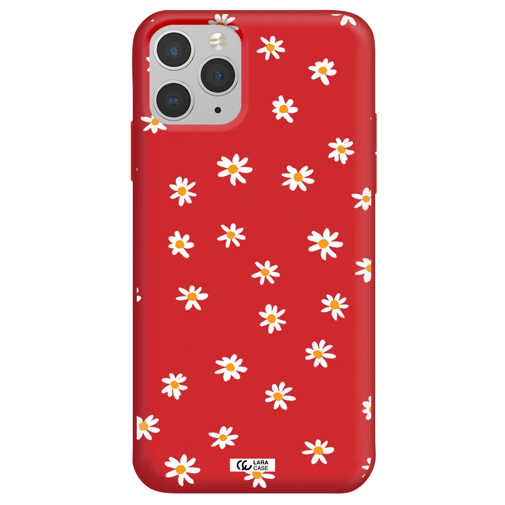 a white background with orange dots Apple iPhone 11 pro Silicone Imperial Red Case
