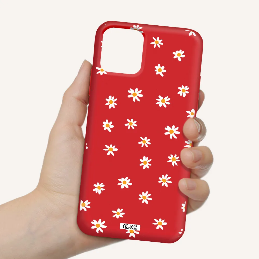 a white background with orange dots Apple iPhone 11 pro Silicone Imperial Red Case