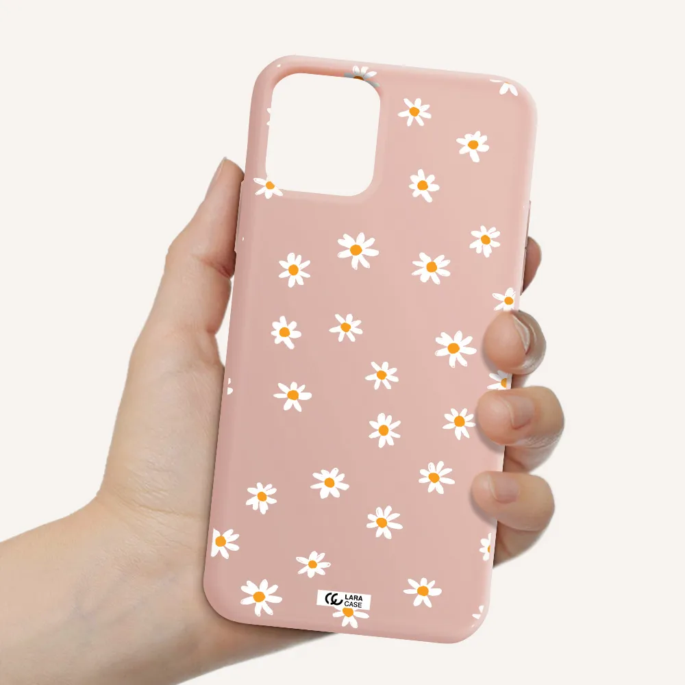 a white background with orange dots Apple iPhone 11 pro Silicone pastel pink Case
