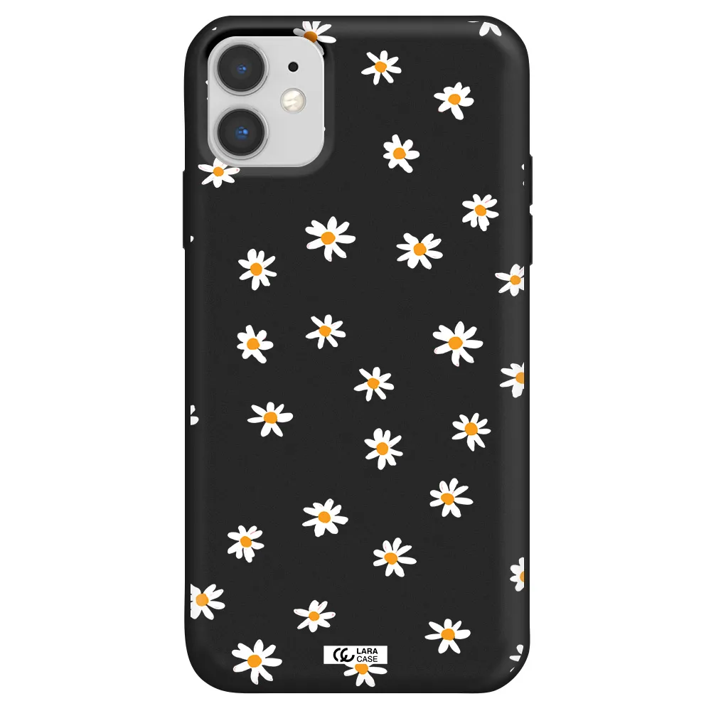 a white background with orange dots Apple iPhone 11 Silicone black Case