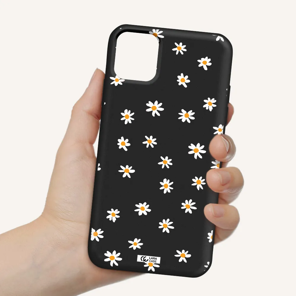 a white background with orange dots Apple iPhone 11 Silicone black Case