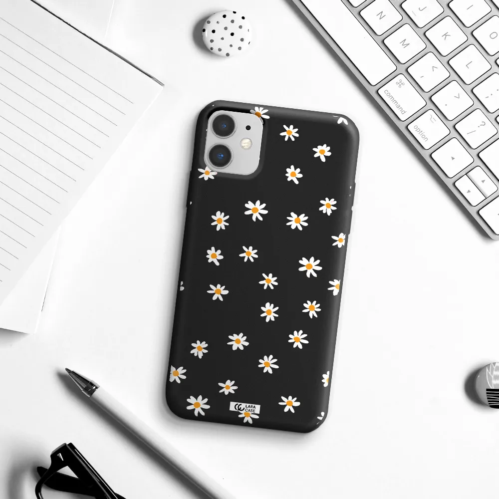 a white background with orange dots Apple iPhone 11 Silicone black Case