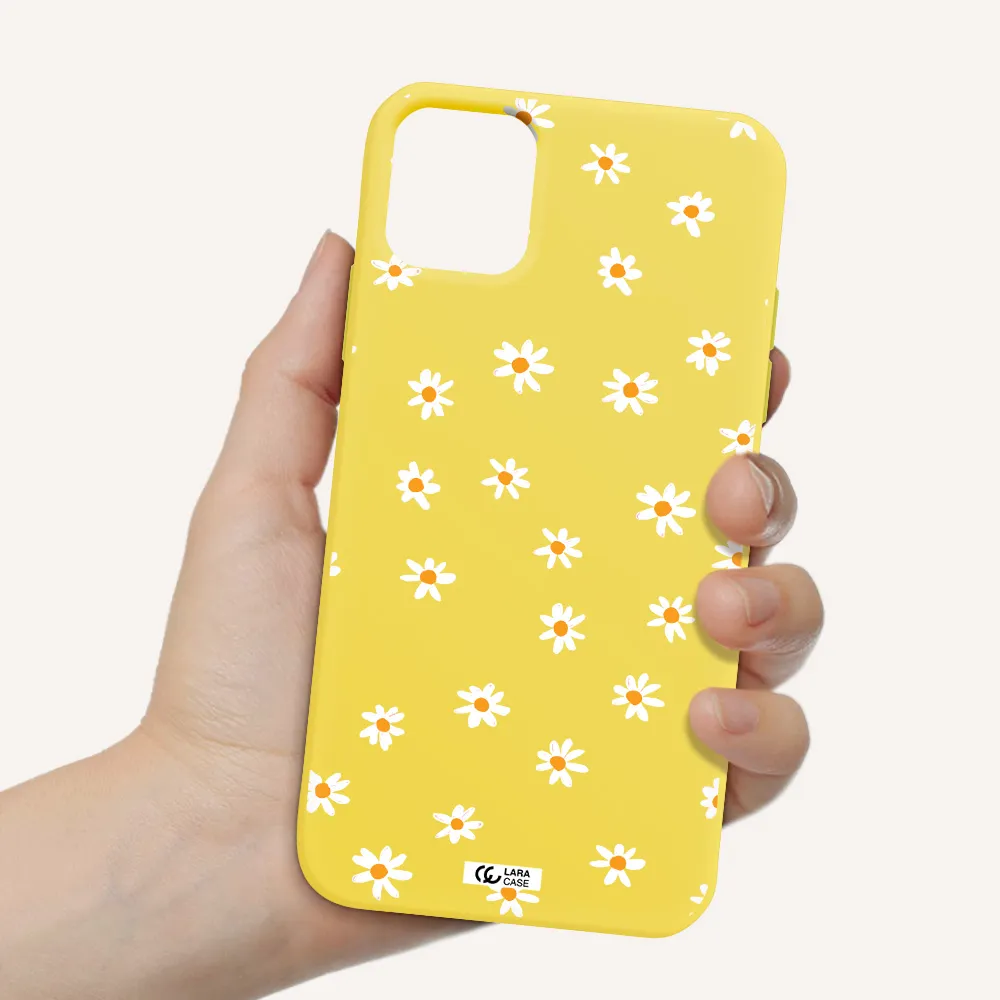 a white background with orange dots Apple iPhone 11 Silicone canary yellow Case