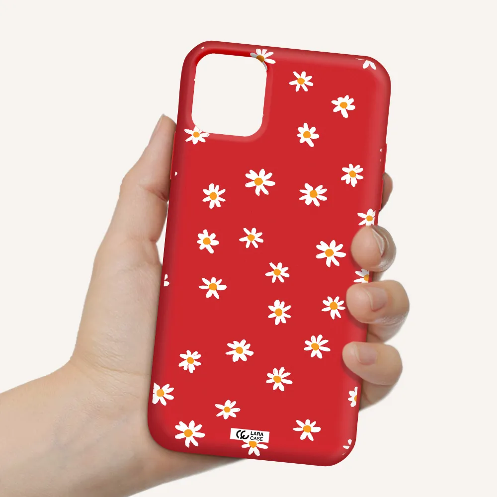 a white background with orange dots Apple iPhone 11 Silicone Imperial Red Case