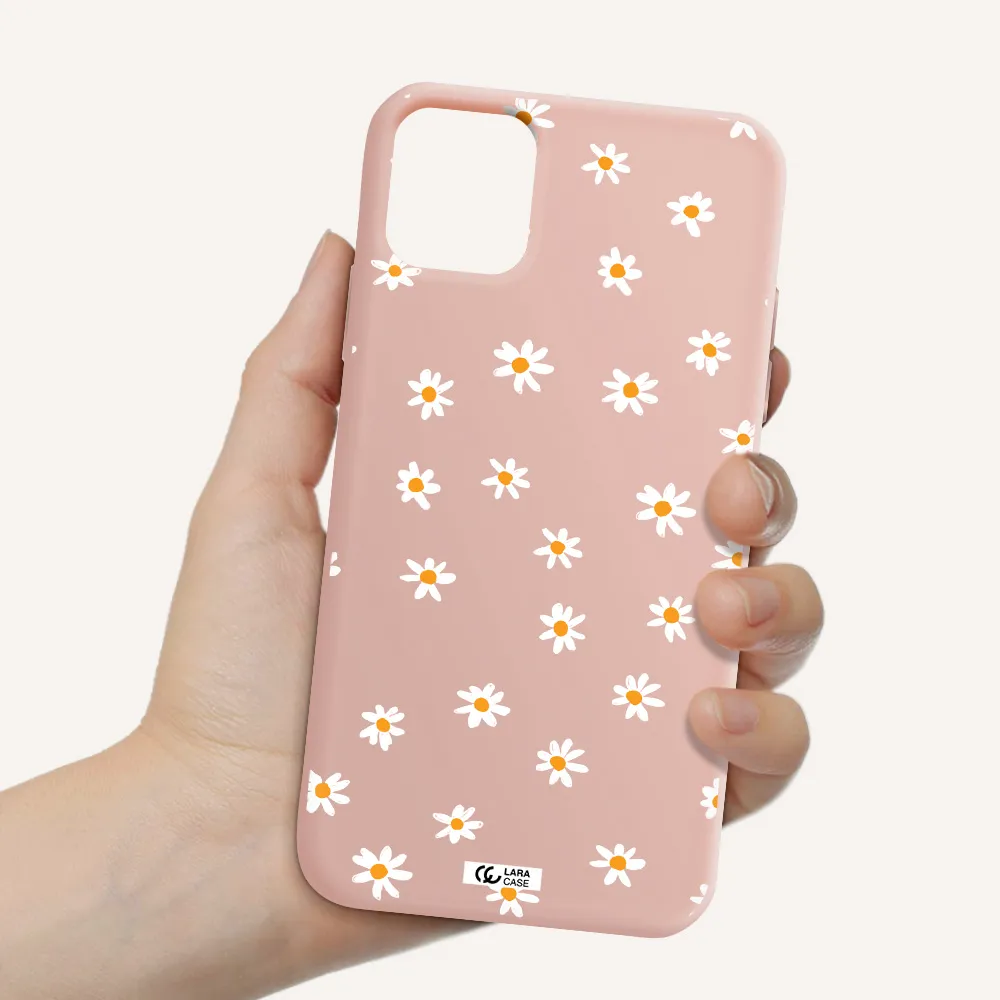 a white background with orange dots Apple iPhone 11 Silicone pastel pink Case