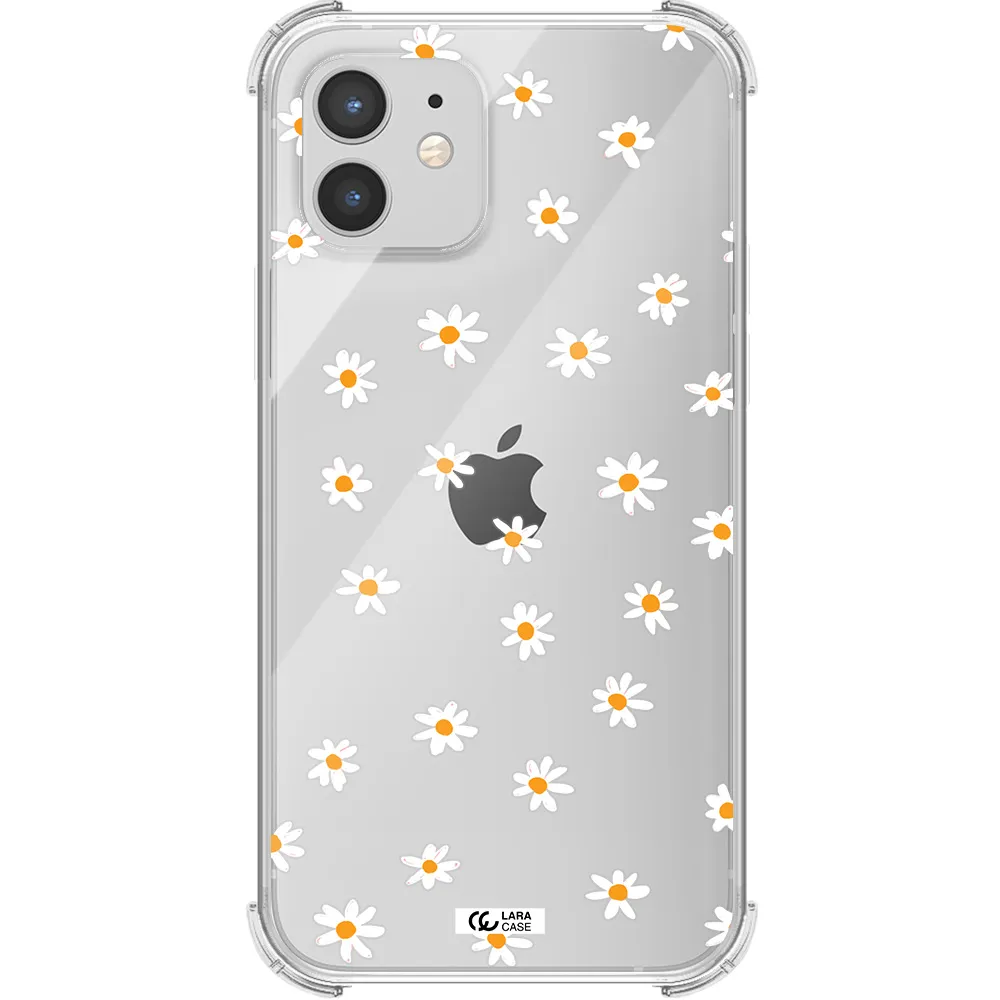 a white background with orange dots Apple iPhone 12 Clear PC Case