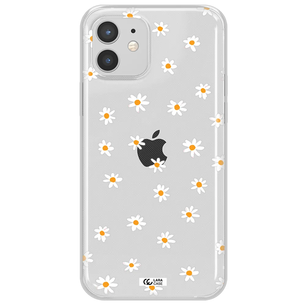 a white background with orange dots Apple iPhone 12 Clear TPU Case