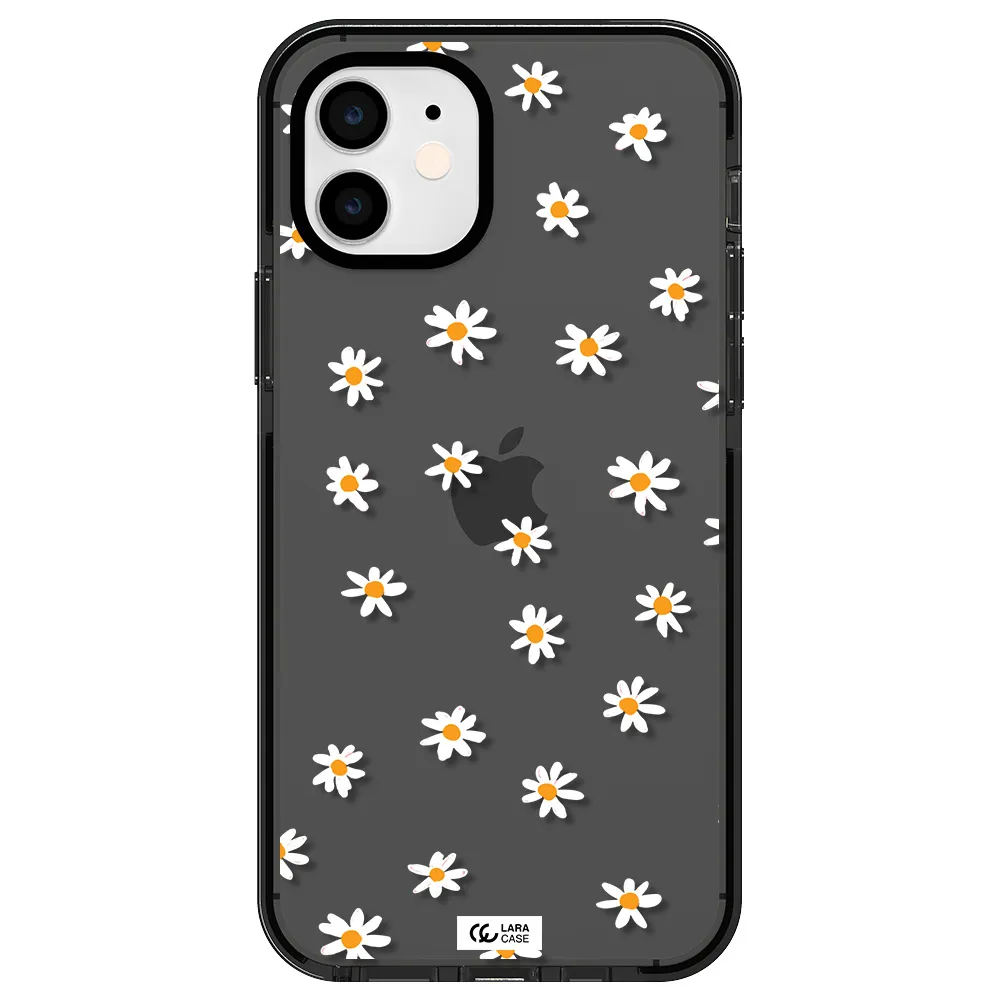 a white background with orange dots Apple iPhone 12 impact Smoke Black Case