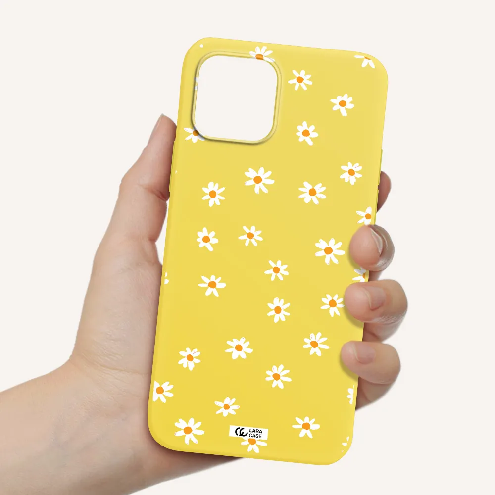 a white background with orange dots Apple iPhone 12 mini Silicone canary yellow Case