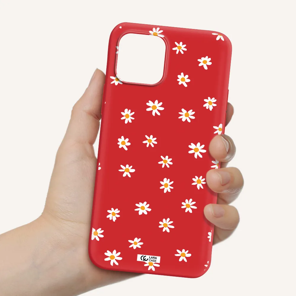 a white background with orange dots Apple iPhone 12 mini Silicone Imperial Red Case