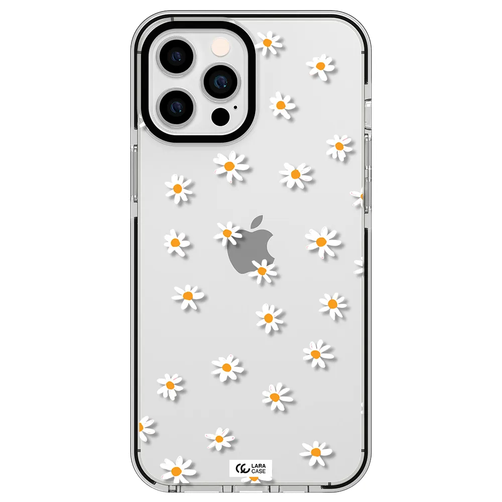 a white background with orange dots Apple iPhone 12 pro max impact black border Case