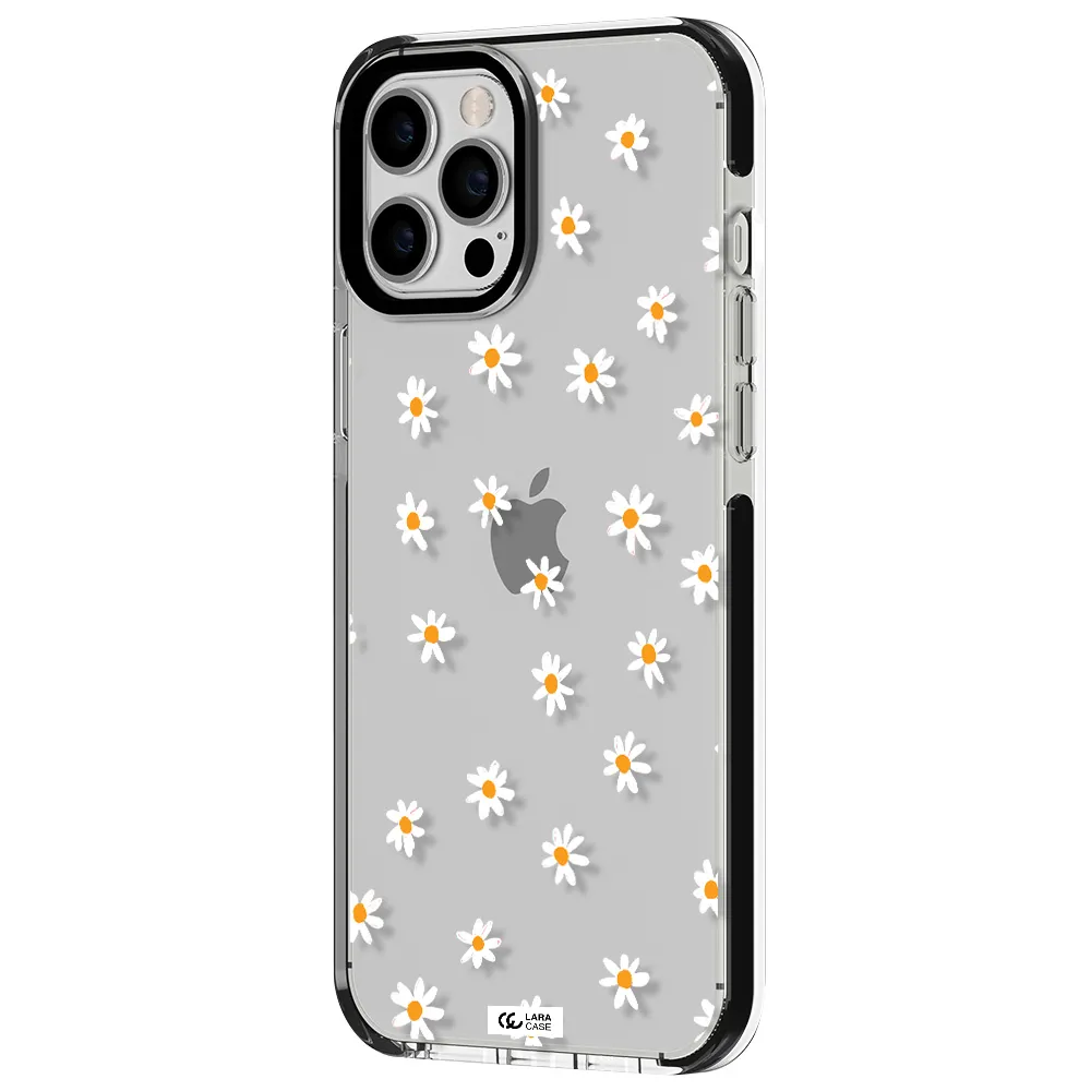 a white background with orange dots Apple iPhone 12 pro max impact black border Case