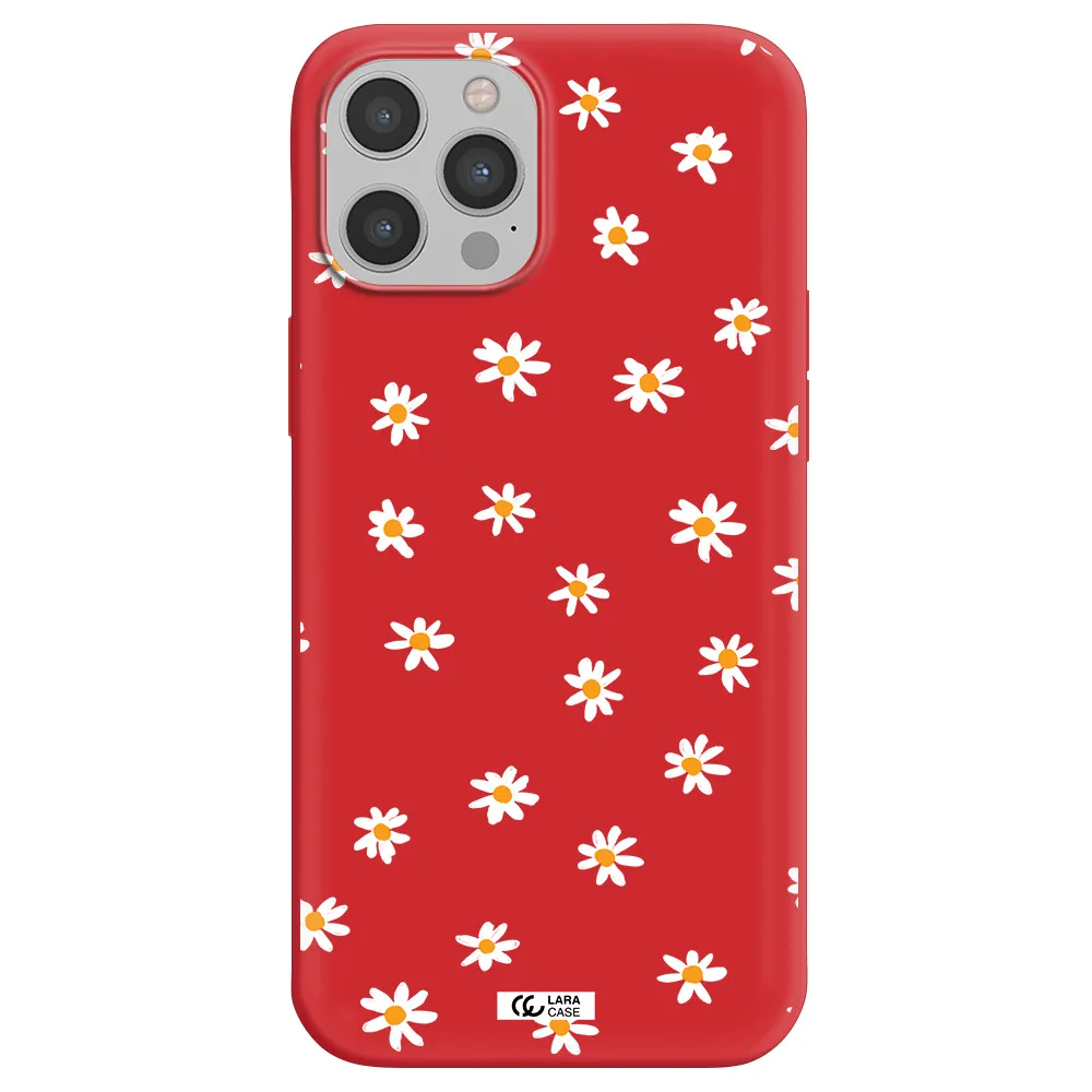 a white background with orange dots Apple iPhone 12 pro max Silicone Imperial Red Case