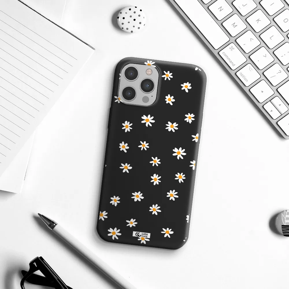 a white background with orange dots Apple iPhone 12 pro Silicone black Case