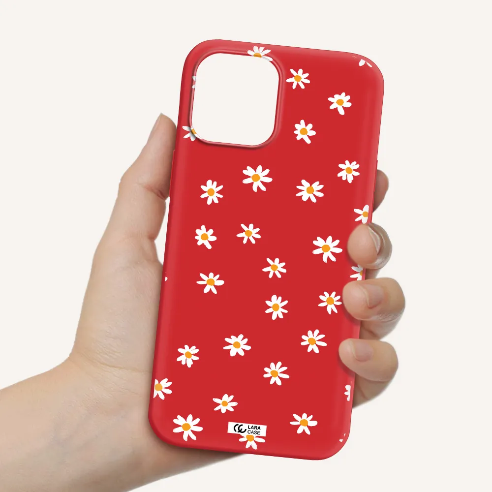 a white background with orange dots Apple iPhone 12 pro Silicone Imperial Red Case