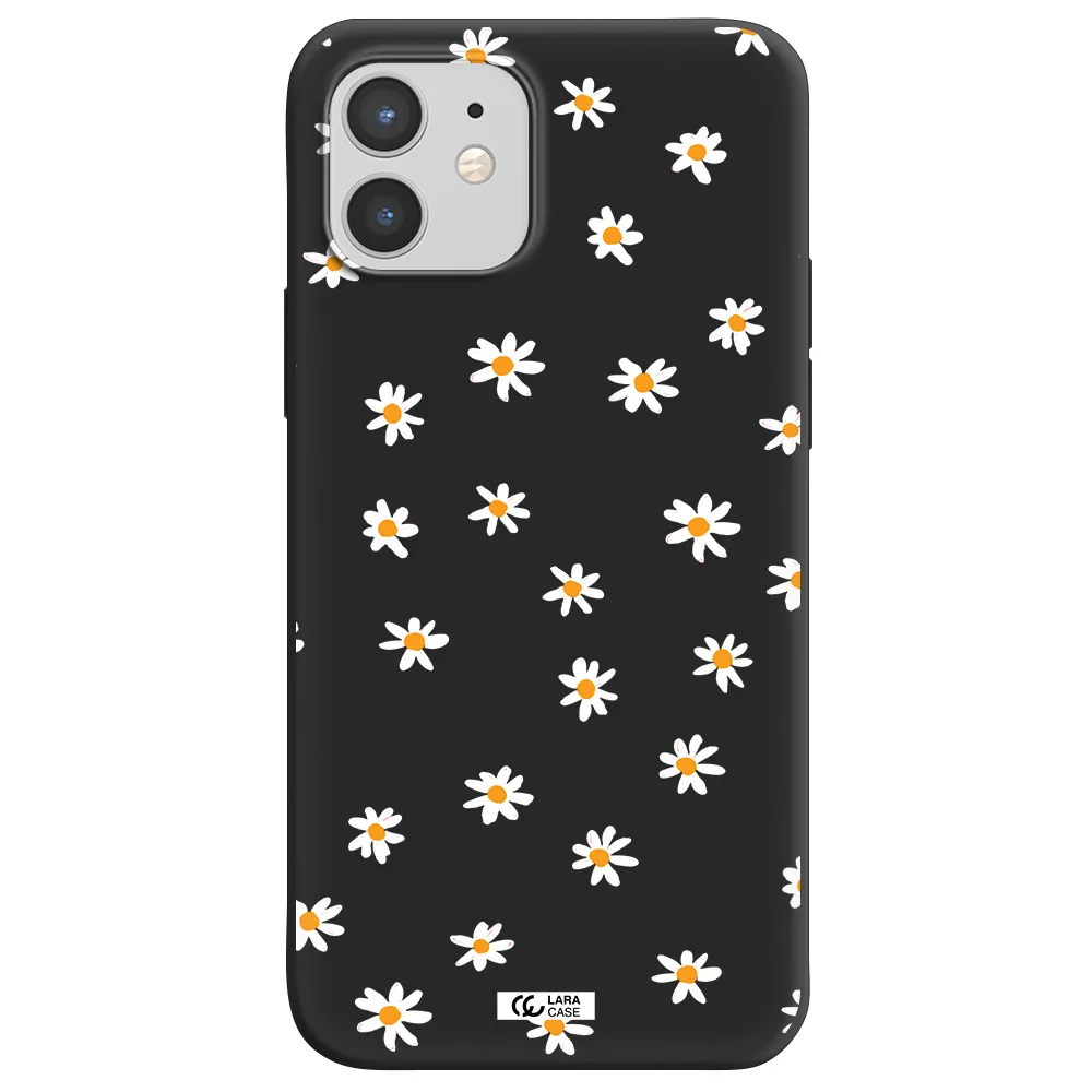 a white background with orange dots Apple iPhone 12 Silicone black Case