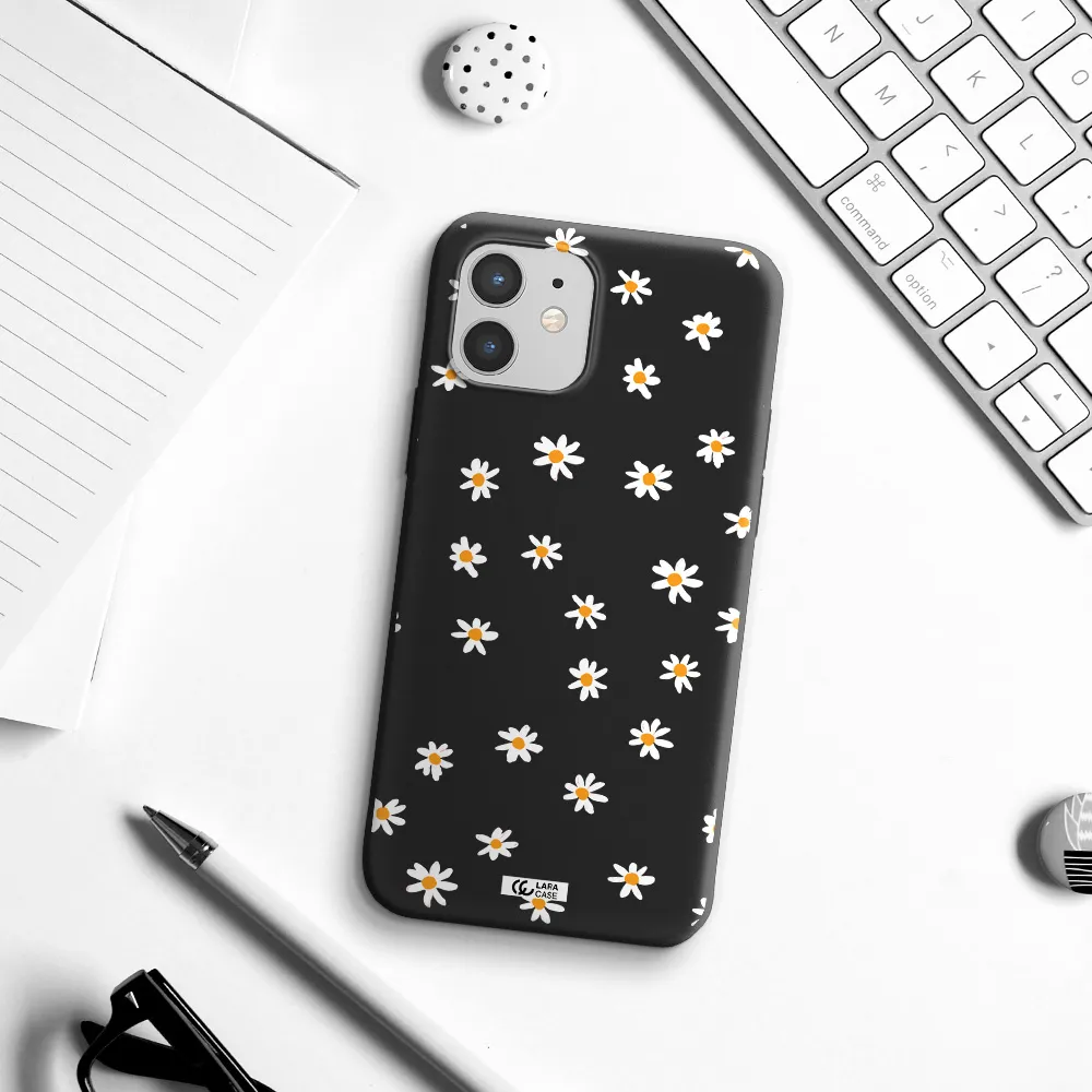 a white background with orange dots Apple iPhone 12 Silicone black Case