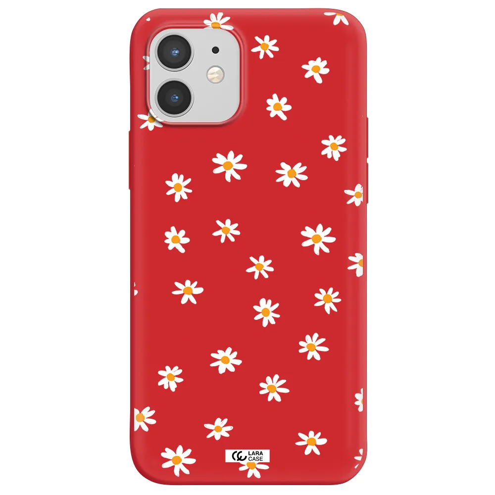 a white background with orange dots Apple iPhone 12 Silicone Imperial Red Case