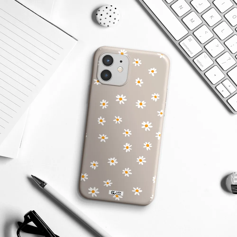 a white background with orange dots Apple iPhone 12 Silicone Stone Case