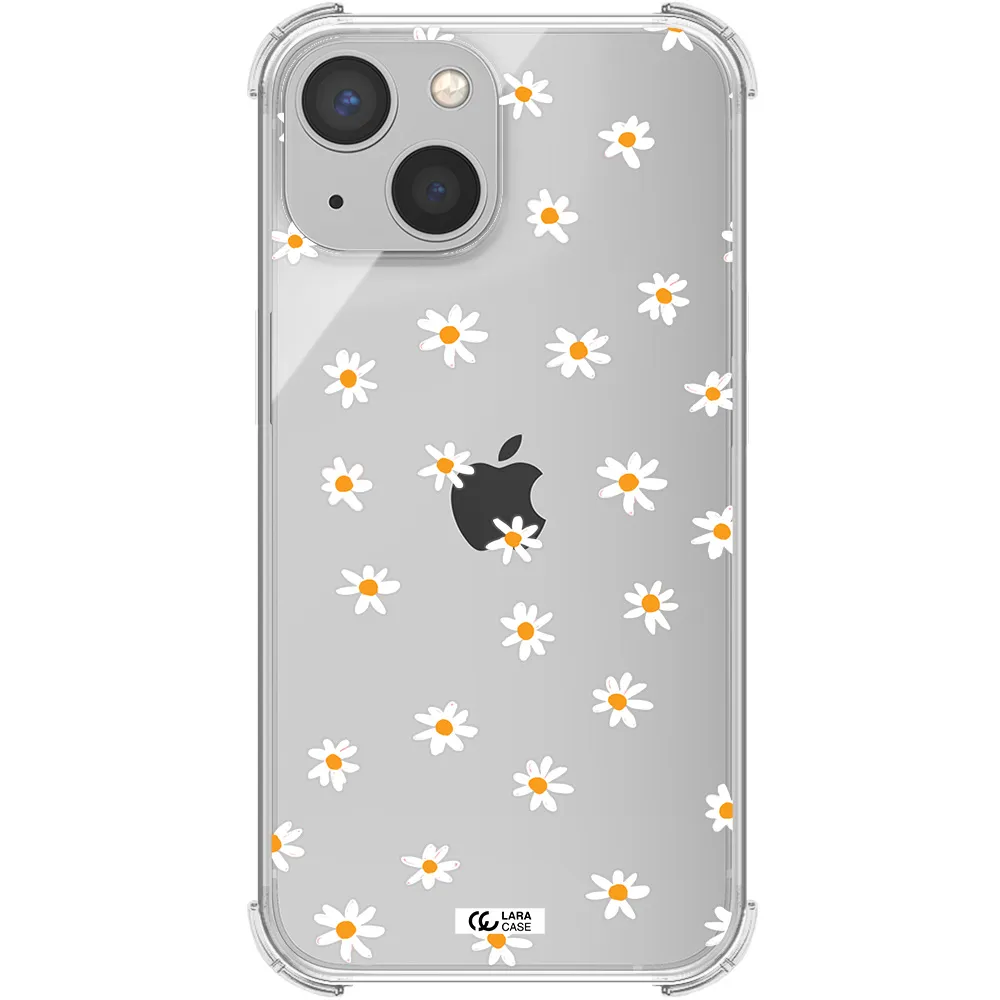 a white background with orange dots Apple iPhone 13 Clear PC Case