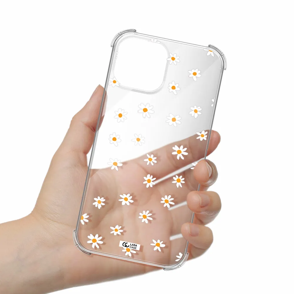 a white background with orange dots Apple iPhone 13 Clear PC Case