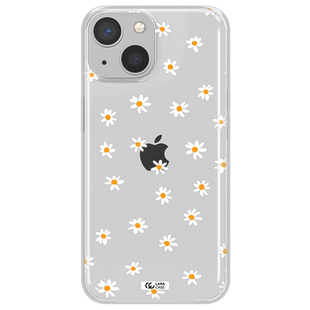 a white background with orange dots Apple iPhone 13 Clear TPU Case