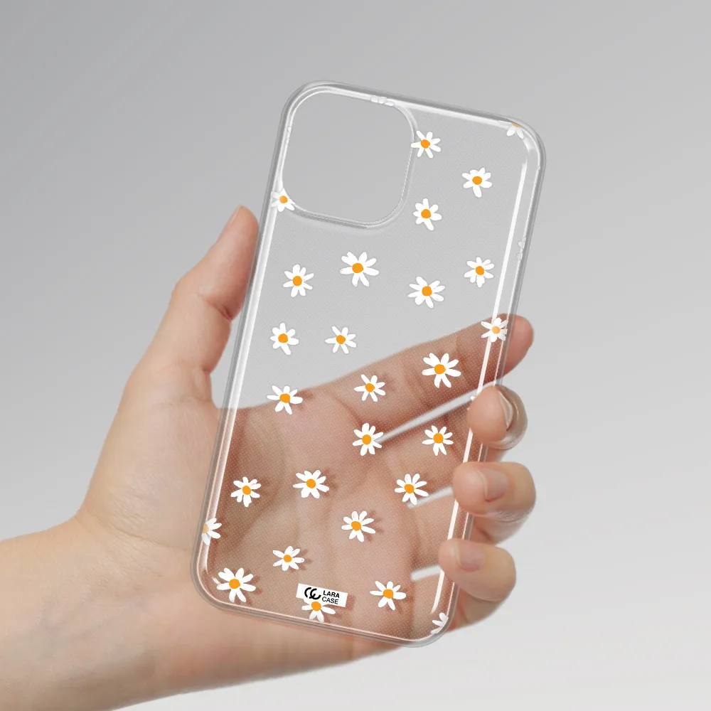 a white background with orange dots Apple iPhone 13 mini Clear TPU Case