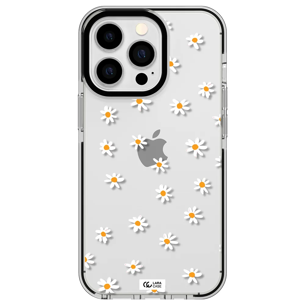 a white background with orange dots Apple iPhone 13 Pro impact black border Case