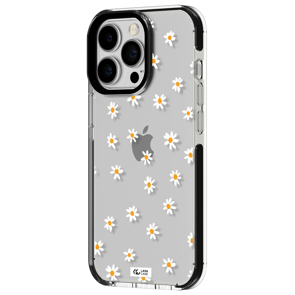 a white background with orange dots Apple iPhone 13 Pro impact black border Case