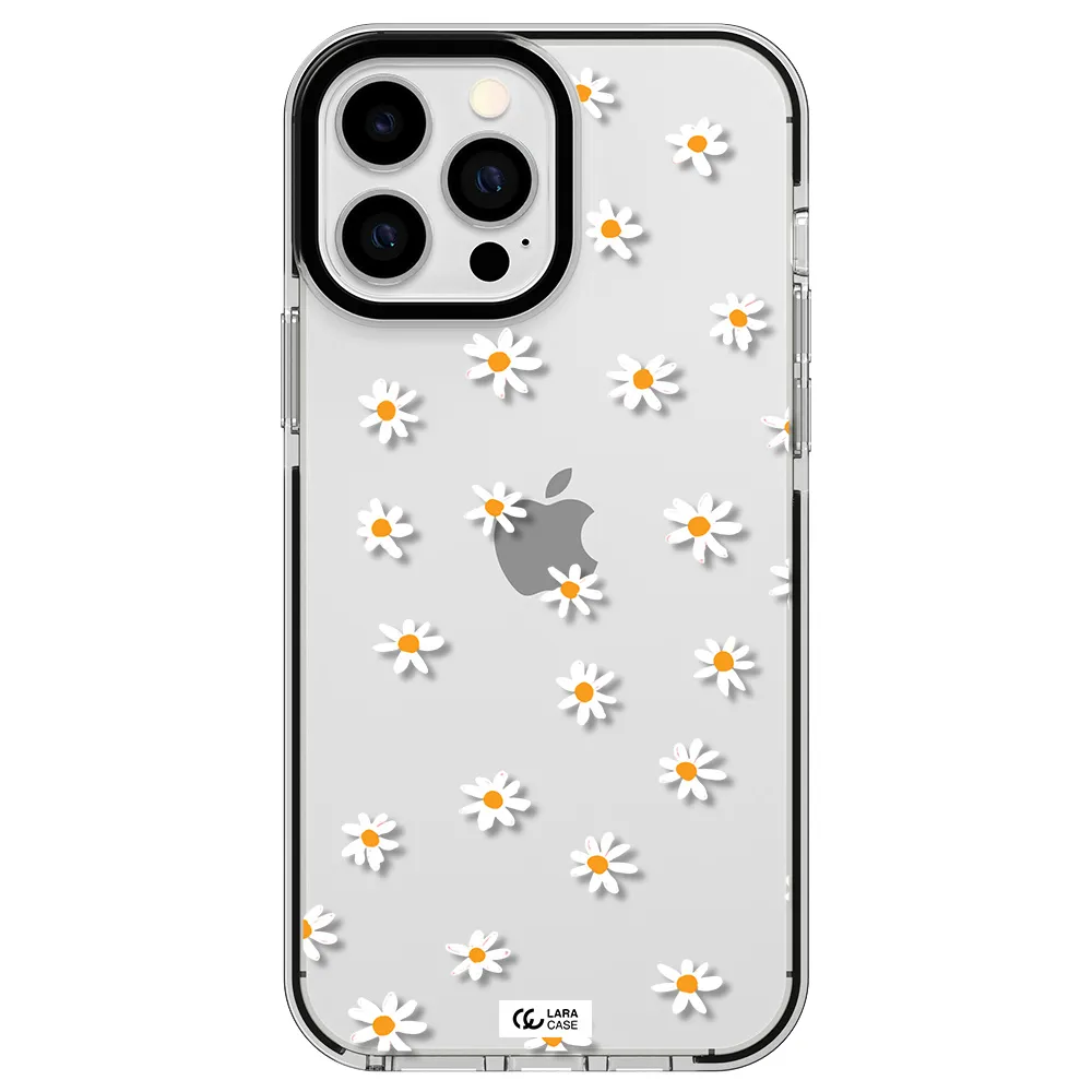 a white background with orange dots Apple iPhone 13 Pro Max impact black border Case