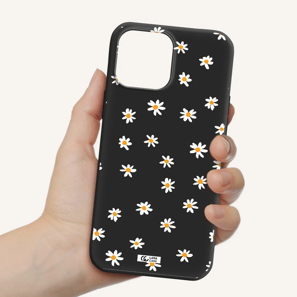 a white background with orange dots Apple iPhone 13 Pro Max Silicone black Case