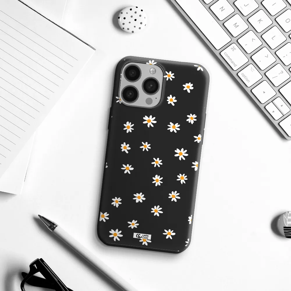 a white background with orange dots Apple iPhone 13 Pro Max Silicone black Case