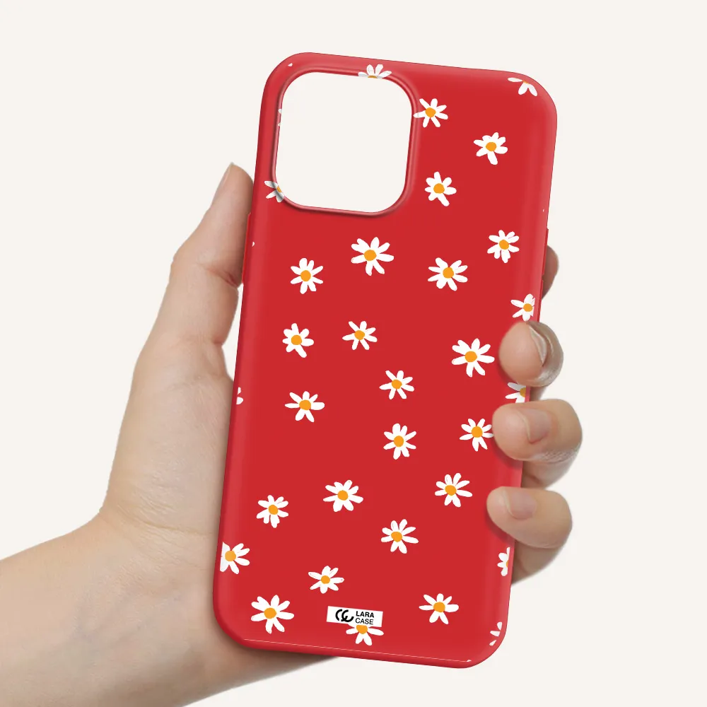 a white background with orange dots Apple iPhone 13 Pro Max Silicone Imperial Red Case