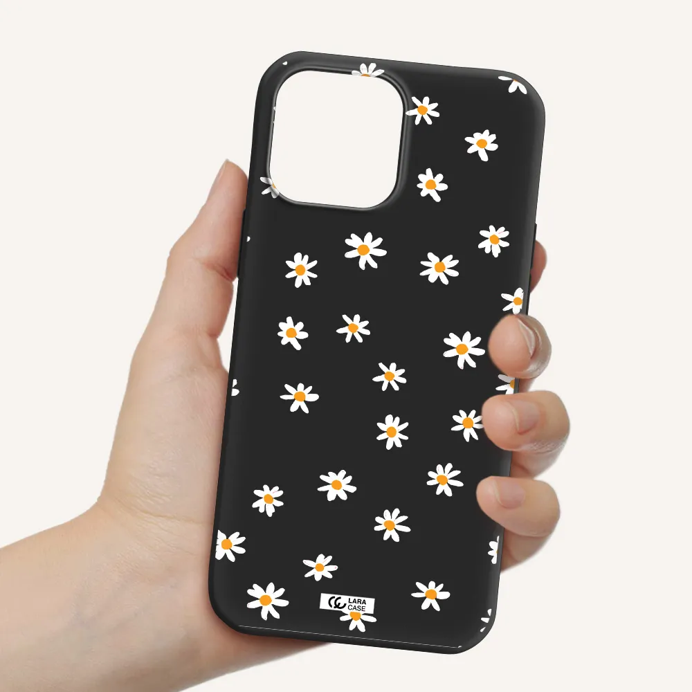 a white background with orange dots Apple iPhone 13 Pro Silicone black Case