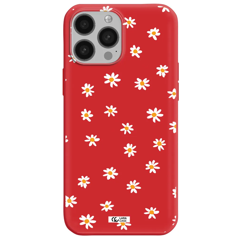 a white background with orange dots Apple iPhone 13 Pro Silicone Imperial Red Case