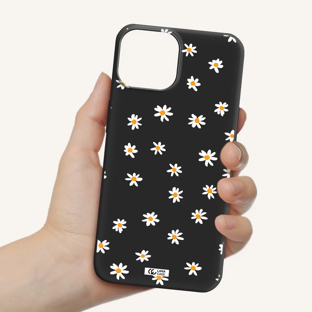 a white background with orange dots Apple iPhone 13 Silicone black Case