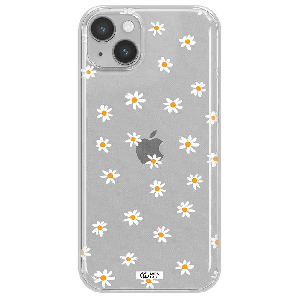 a white background with orange dots Apple iPhone 14 Clear TPU Case