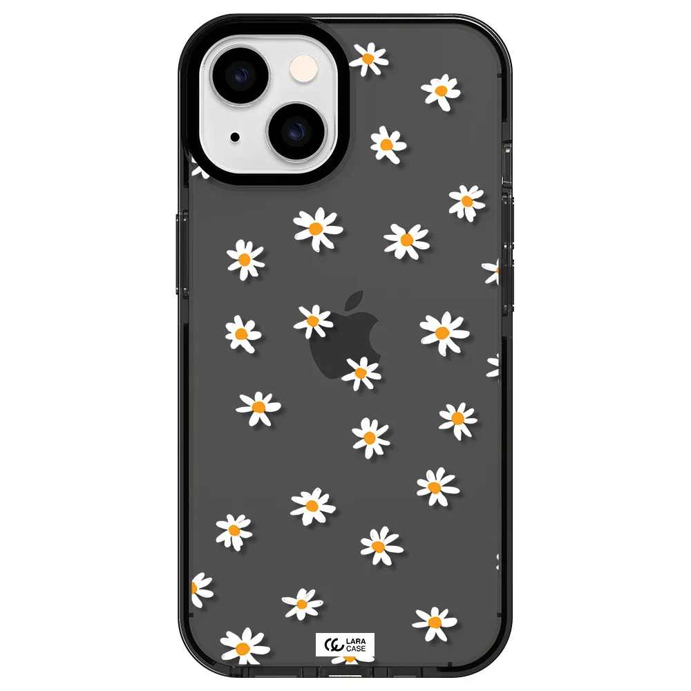a white background with orange dots Apple iPhone 14 impact Smoke Black Case