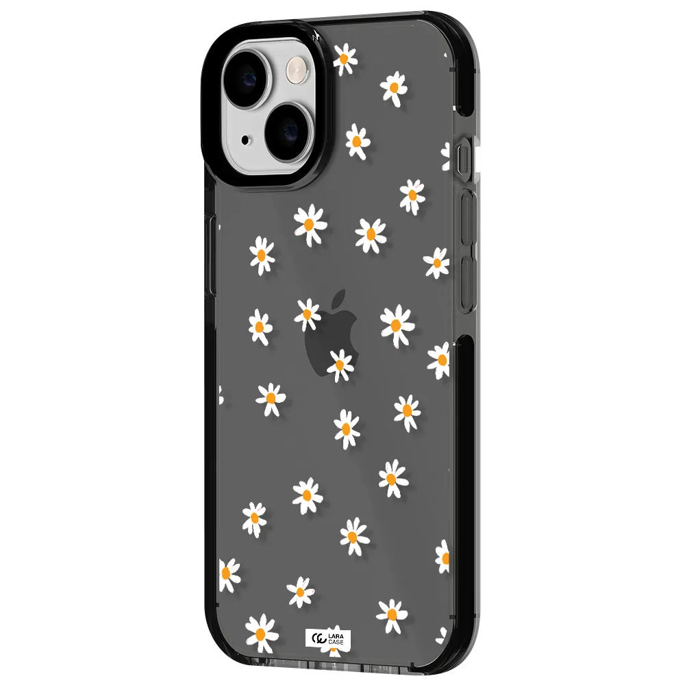 a white background with orange dots Apple iPhone 14 impact Smoke Black Case