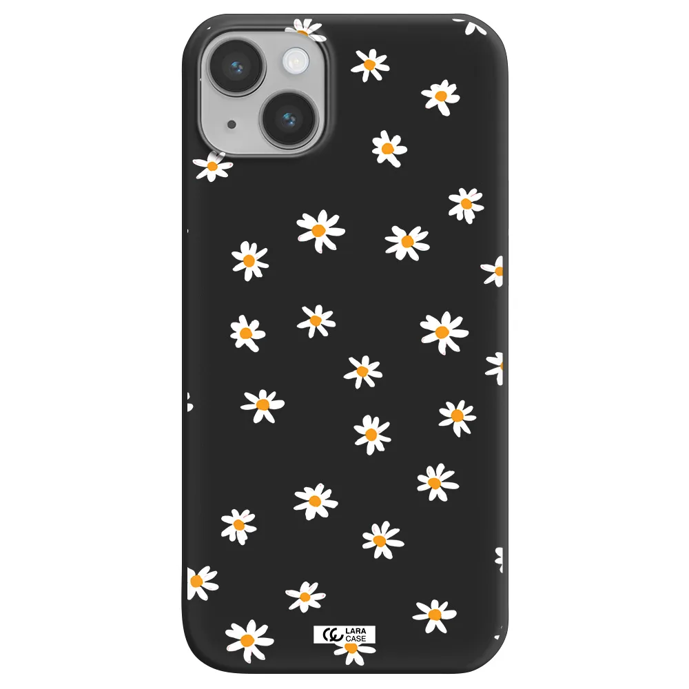 a white background with orange dots Apple iPhone 14 plus Silicone black Case
