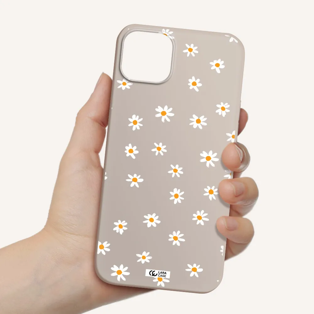a white background with orange dots Apple iPhone 14 plus Silicone Stone Case