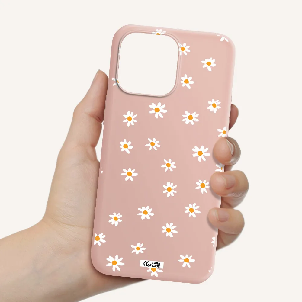 a white background with orange dots Apple iPhone 14 pro max Silicone pastel pink Case